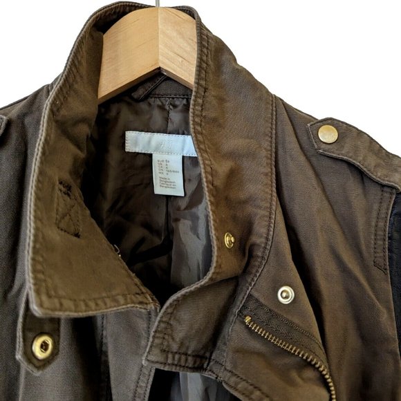 H&M DIVIDED Women's Raglan Jacket Black & Green High Collar Zip-Up Fall … - Picture 3 of 9